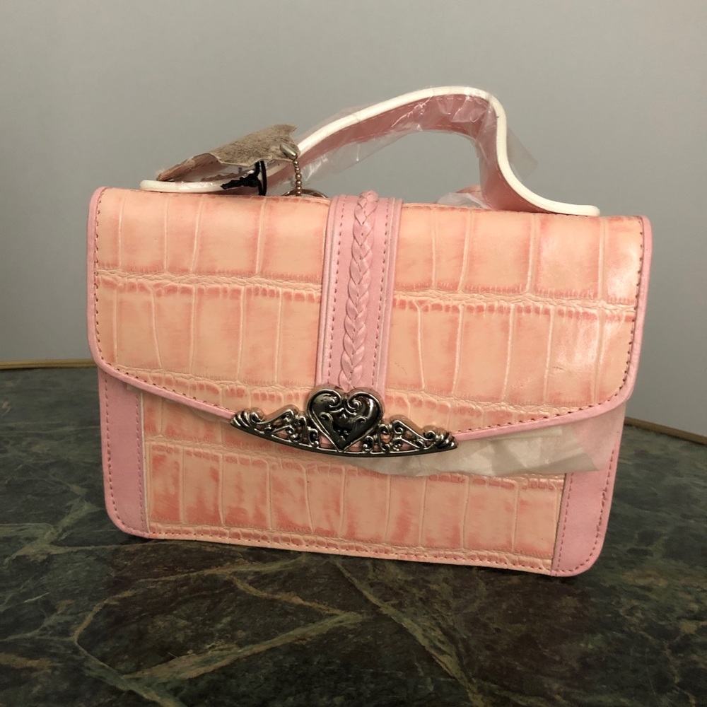M.C. Pink leather cross body handbag, new w/tags